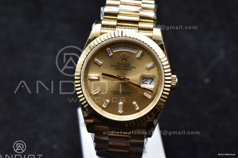 Diamond DayDate GoAnywhere Markers Bracelet Weight President YG Gold Dial A3255 904L Gain 723 V Steel GMF 40 On 0906